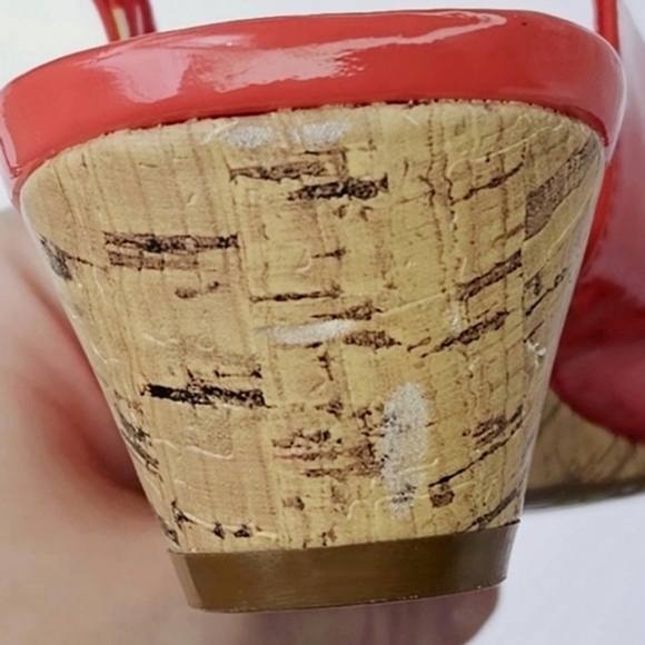 Anne Klein Wwns Beverley Red Patent Leather White Polka Dot Bow Wedge Sandals 8 - Picture 11 of 12